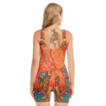 Indian Boho Hippie Elephant Print Sleeveless One Piece Swimsuit
