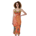 Indian Boho Hippie Elephant Print Slim Fit Midi Cami Dress