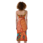Indian Boho Hippie Elephant Print Slim Fit Midi Cami Dress