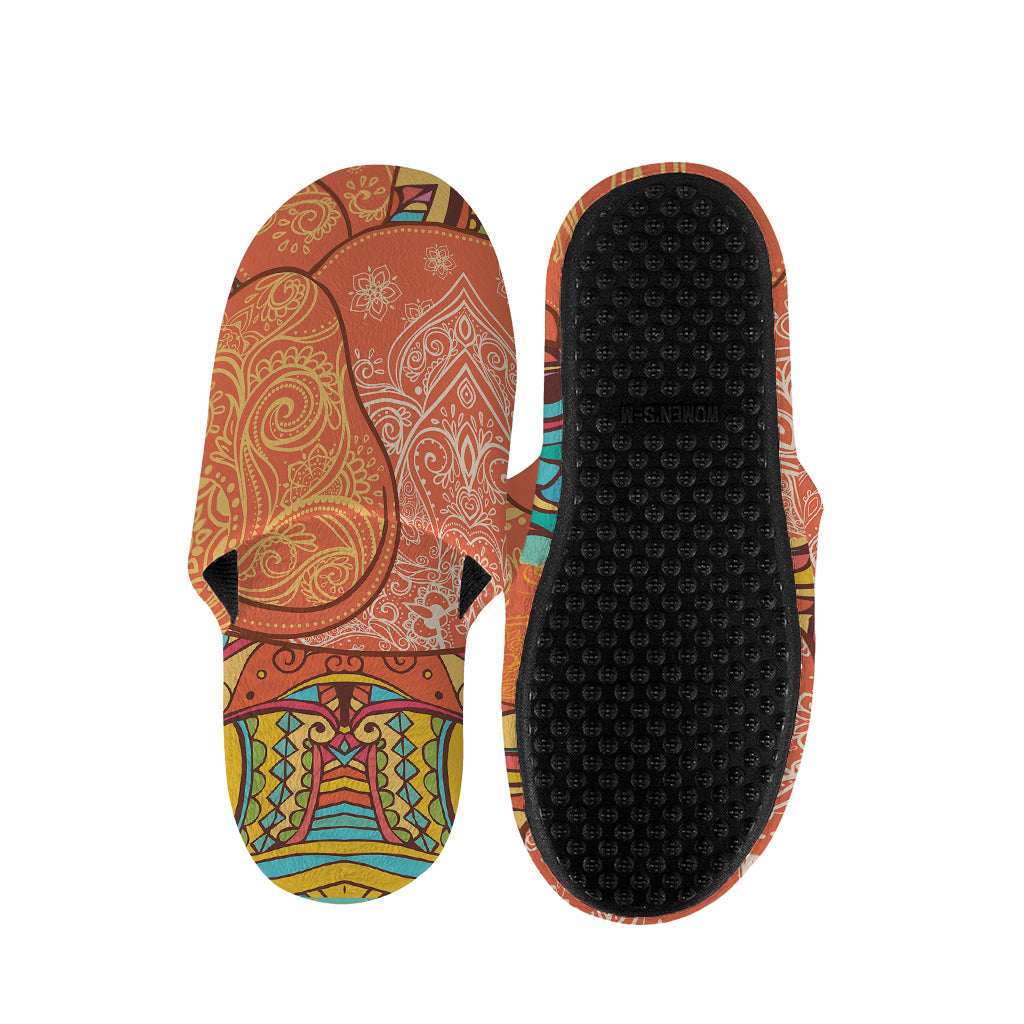 Indian Boho Hippie Elephant Print Slippers