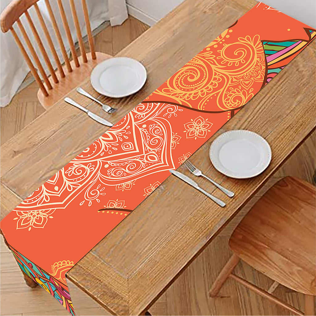Indian Boho Hippie Elephant Print Table Runner