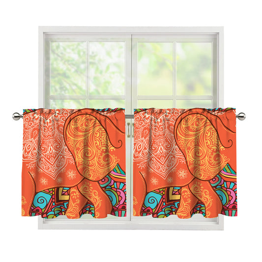 Indian Boho Hippie Elephant Print Tier Curtains