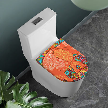 Indian Boho Hippie Elephant Print Toilet Lid Cover