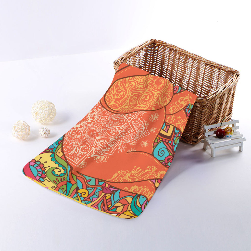 Indian Boho Hippie Elephant Print Towel