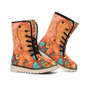 Indian Boho Hippie Elephant Print Winter Boots