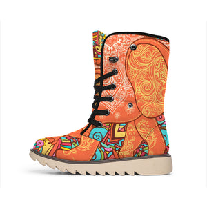 Indian Boho Hippie Elephant Print Winter Boots