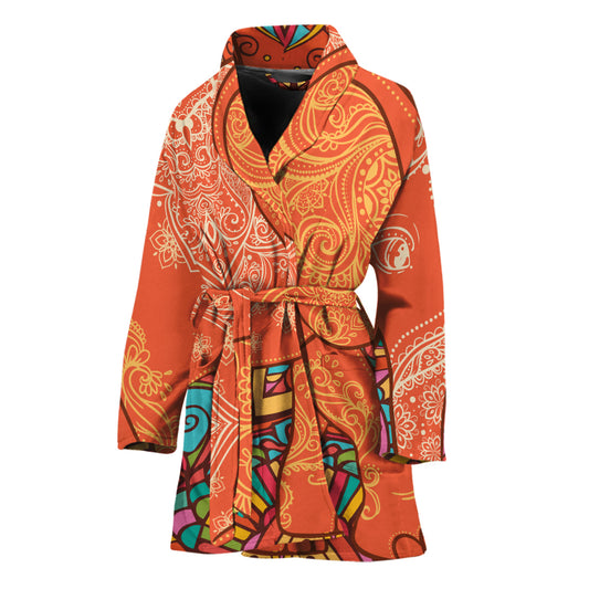 Indian Boho Hippie Elephant Print Women's Bathrobe