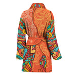 Indian Boho Hippie Elephant Print Women's Bathrobe