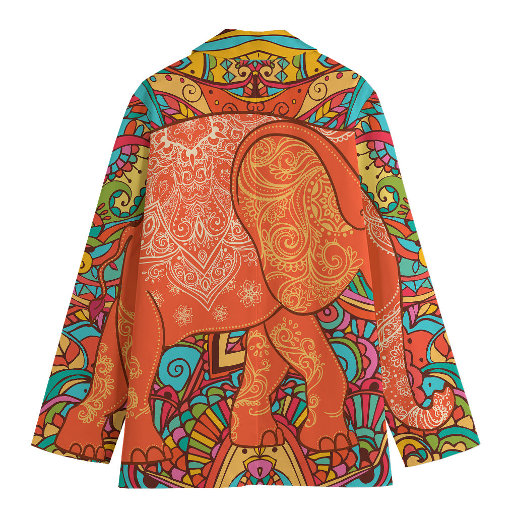 Indian Boho Hippie Elephant Print Women's Blazer