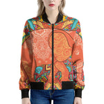 Indian Boho Hippie Elephant Print Women's Bomber Jacket