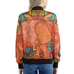 Indian Boho Hippie Elephant Print Women's Bomber Jacket