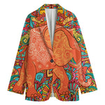 Indian Boho Hippie Elephant Print Women's Cotton Blazer