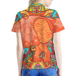 Indian Boho Hippie Elephant Print Women's Polo Shirt