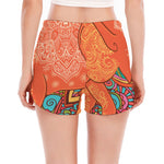 Indian Boho Hippie Elephant Print Women's Split Running Shorts