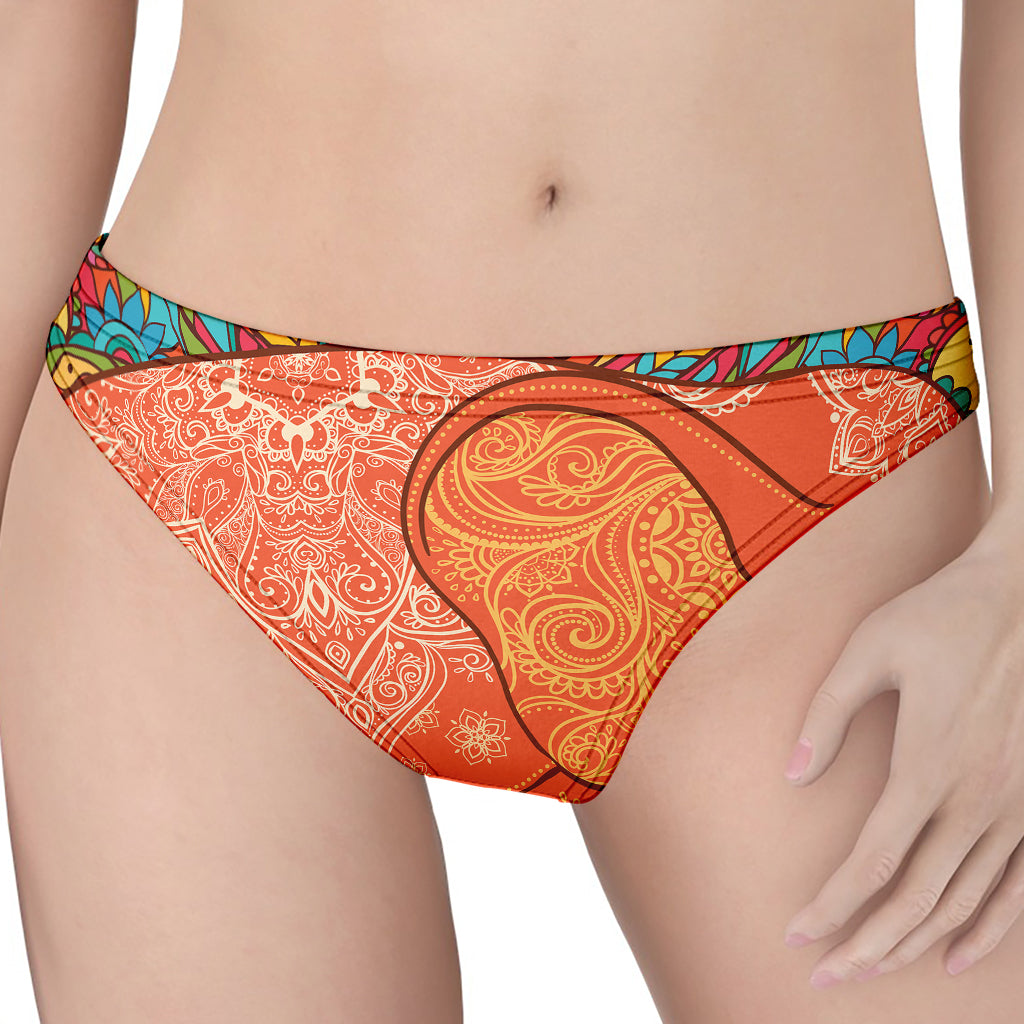 Indian Boho Hippie Elephant Print Women's Thong