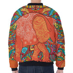 Indian Boho Hippie Elephant Print Zip Sleeve Bomber Jacket