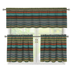 Indian Ethnic Pattern Print 3 Piece Kitchen Curtains