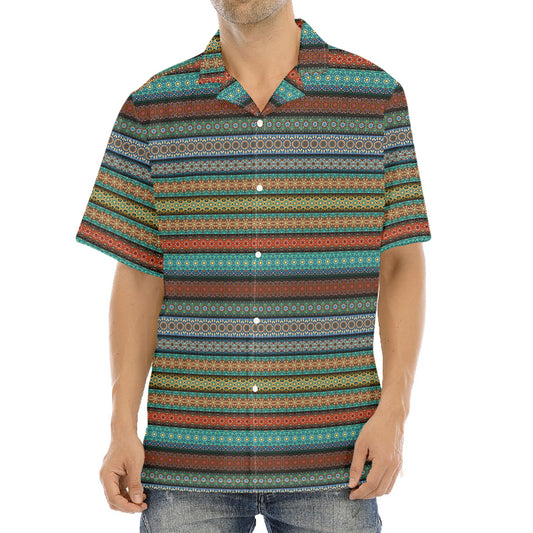 Indian Ethnic Pattern Print Aloha Shirt