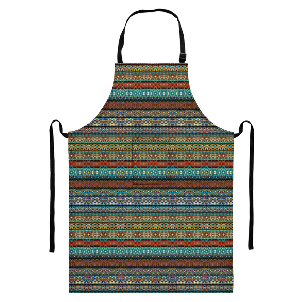 Indian Ethnic Pattern Print Bib Apron With Pocket