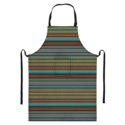 Indian Ethnic Pattern Print Bib Apron With Pocket