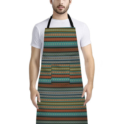 Indian Ethnic Pattern Print Bib Apron With Pocket