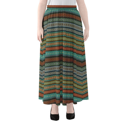 Indian Ethnic Pattern Print Chiffon Maxi Skirt