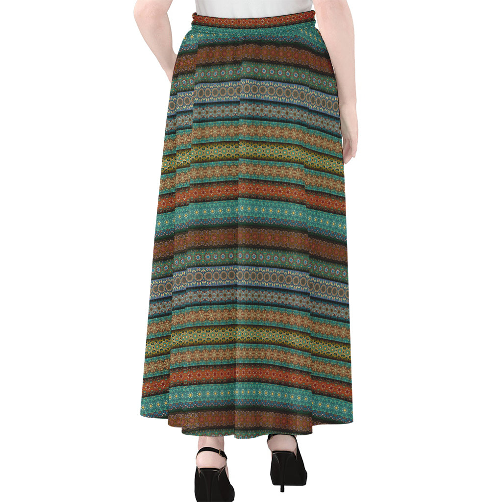 Indian Ethnic Pattern Print Chiffon Maxi Skirt