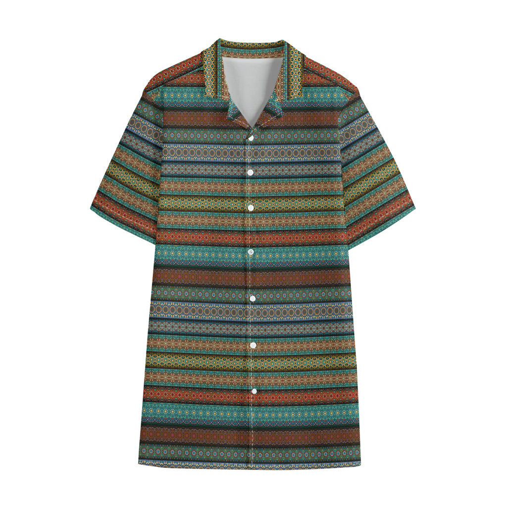 Indian Ethnic Pattern Print Cotton Hawaiian Shirt
