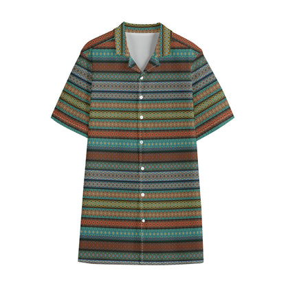 Indian Ethnic Pattern Print Cotton Hawaiian Shirt