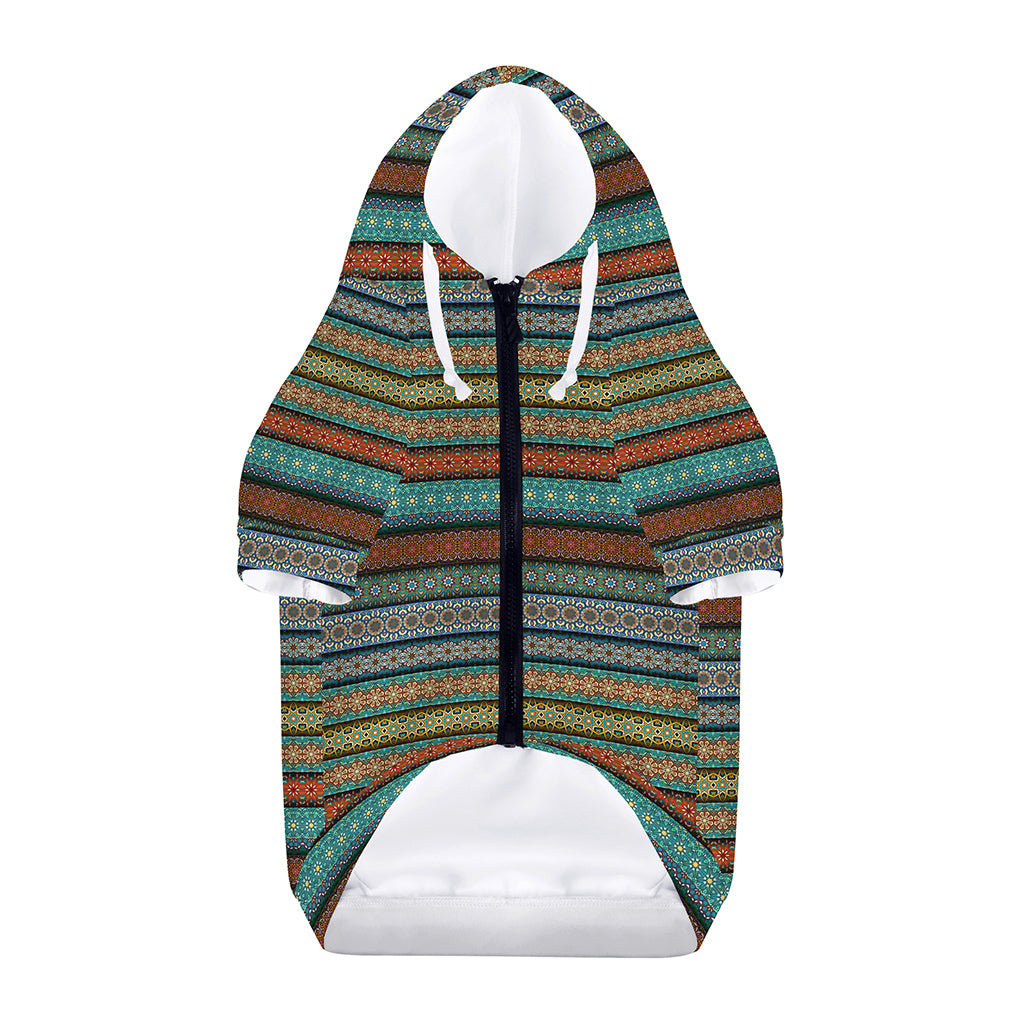 Indian Ethnic Pattern Print Dog Zip Up Hoodie