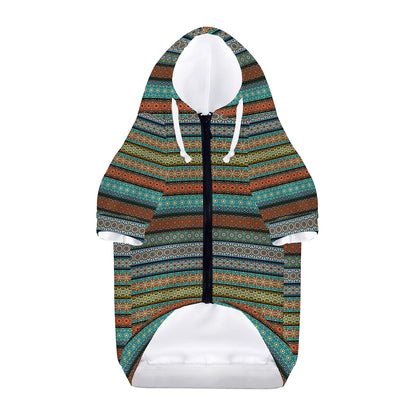 Indian Ethnic Pattern Print Dog Zip Up Hoodie