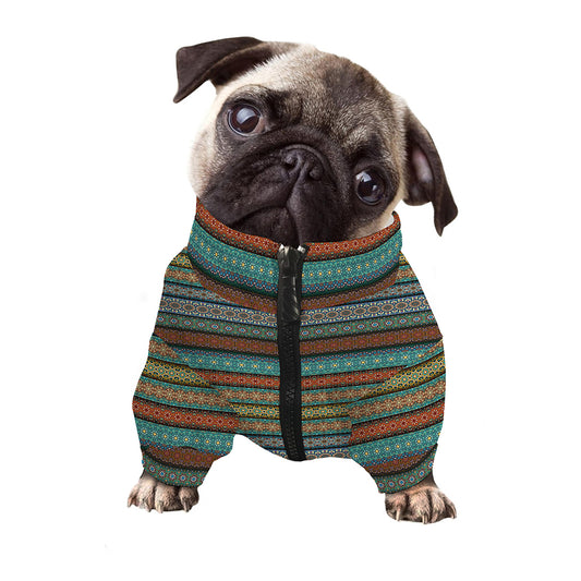 Indian Ethnic Pattern Print Dog Zip Up Jacket