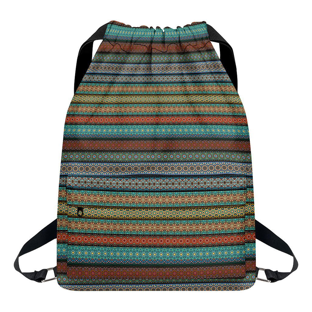Indian Ethnic Pattern Print Drawstring Backpack