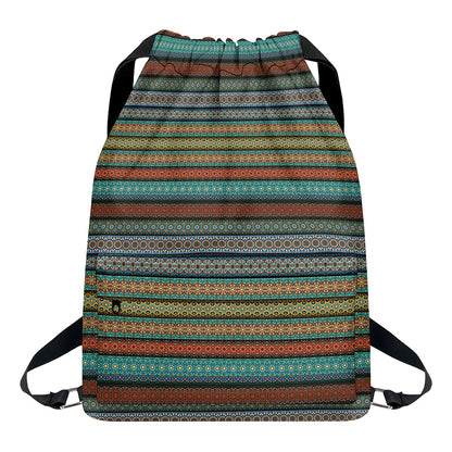 Indian Ethnic Pattern Print Drawstring Backpack
