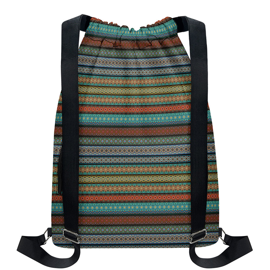 Indian Ethnic Pattern Print Drawstring Backpack
