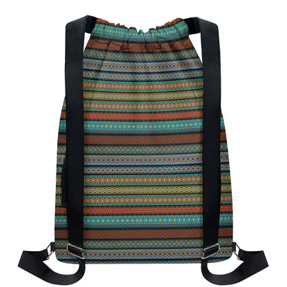 Indian Ethnic Pattern Print Drawstring Backpack
