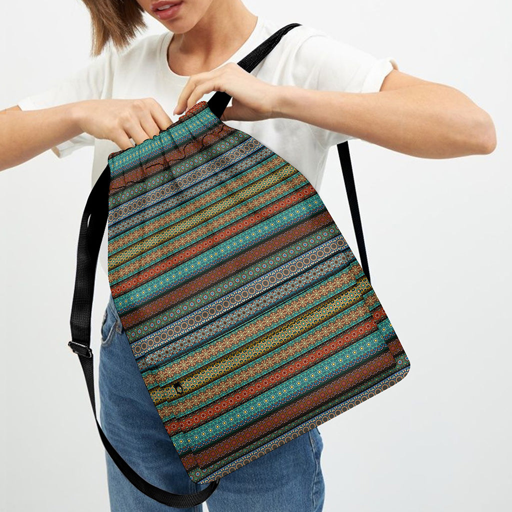 Indian Ethnic Pattern Print Drawstring Backpack
