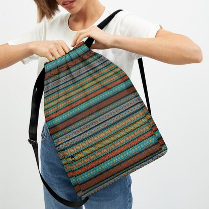 Indian Ethnic Pattern Print Drawstring Backpack