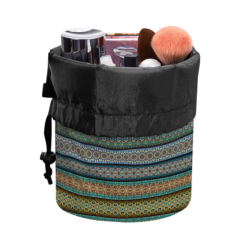 Indian Ethnic Pattern Print Drawstring Makeup Bag