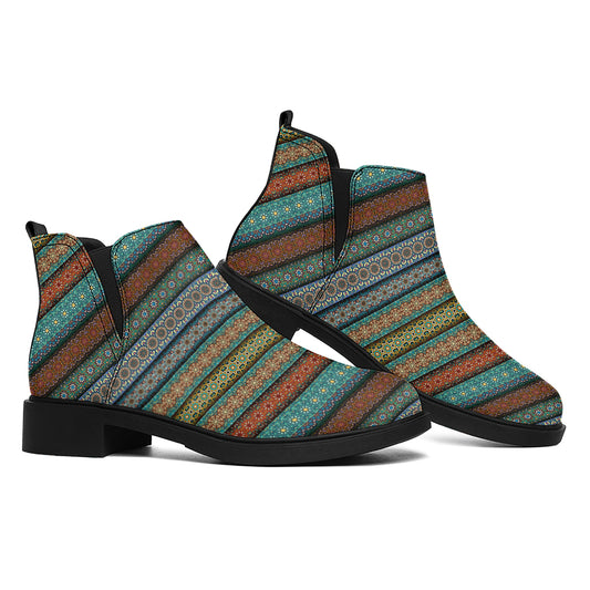 Indian Ethnic Pattern Print Flat Ankle Boots