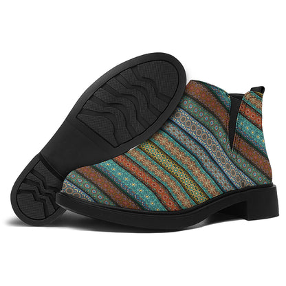 Indian Ethnic Pattern Print Flat Ankle Boots