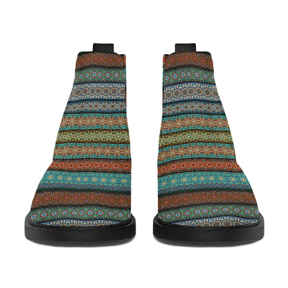Indian Ethnic Pattern Print Flat Ankle Boots