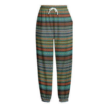 Indian Ethnic Pattern Print Fleece Lined Knit Pants