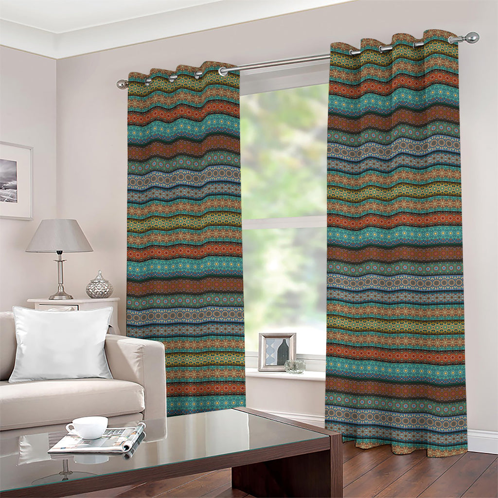 Indian Ethnic Pattern Print Grommet Curtains