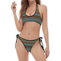 Indian Ethnic Pattern Print Halter Scoop Tie Side Bikini