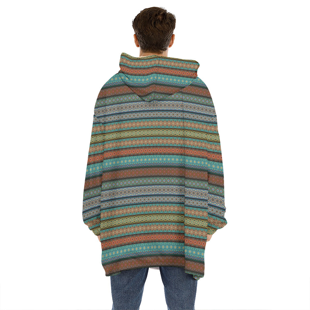 Indian Ethnic Pattern Print Hoodie Blanket