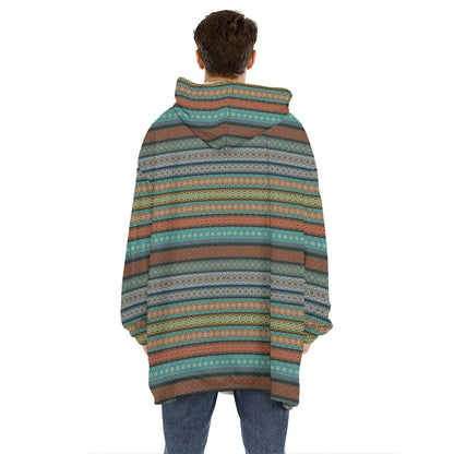 Indian Ethnic Pattern Print Hoodie Blanket
