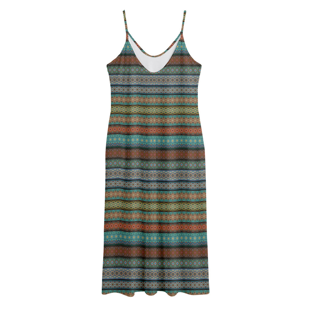 Indian Ethnic Pattern Print Jersey Midi Cami Dress