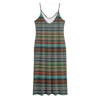 Indian Ethnic Pattern Print Jersey Midi Cami Dress
