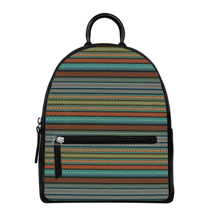 Indian Ethnic Pattern Print Leather Backpack